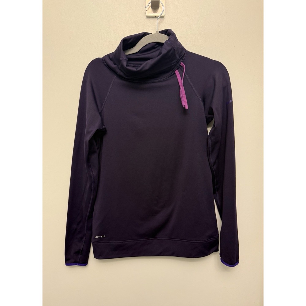 Nike Pro‎ Dri-Fit Funnel Neck Top Women's Size Medium Plum Purple Long Sleeve